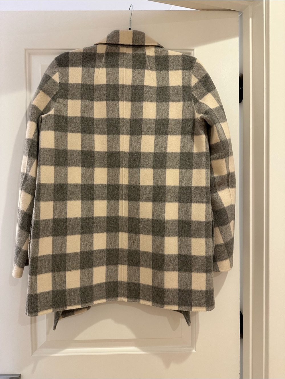 Theory Women's Gray & Cream Plaid Coat - Picture 2 of 3